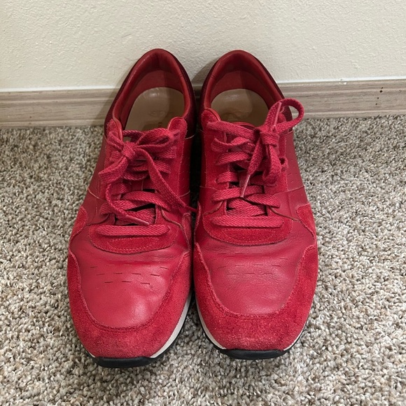 UGG Trigo Sneaker Shoes Men’s Red Leather Suede Size 13 Energ Comfort Canvas Run - Picture 4 of 10